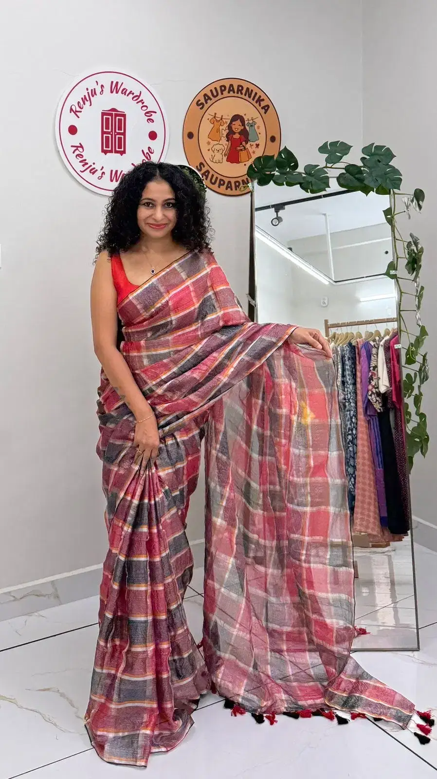 120 count mul cotton zari weaving check sarees